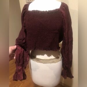 NWOT 4X Shein Maroon Peplum Crop Top